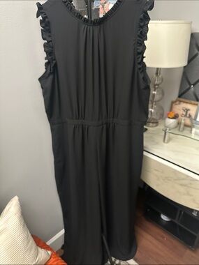 J. Crew Black Ruffle-Trim Jumpsuit- Size 20 - NWT